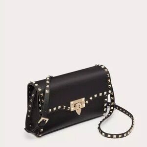 AUTHENTIC SMALL ROCKSTUD GRAINY CALFSKIN CROSSBODY BAG